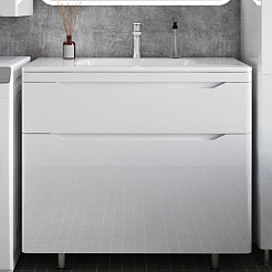 Style Line Тумба под раковину Марелла 90 Люкс Plus антискрейтч белая – фотография-1